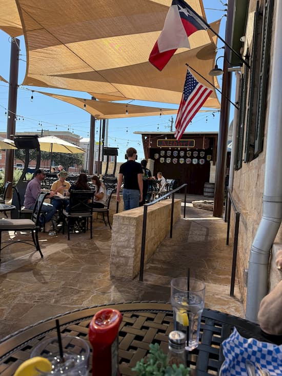 Altdorf Biergarten and stage from our table.
