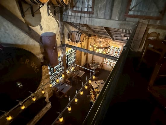 Looking down at the first level of Cabernet Grill