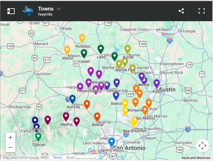TexyHills Screenshot of Interactive Map