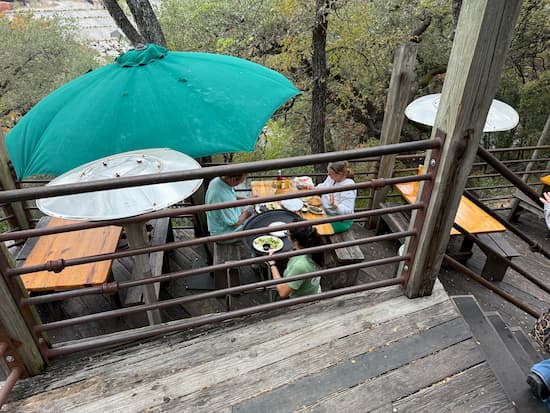 Getting served on a back patio at Gristmill