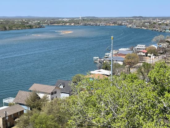 View from 1431 of the Colorado River just south of Kingsland.