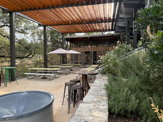 The Leaning Pear back patio.