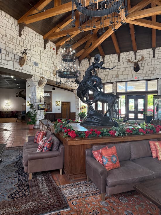 Lobby at the YO Ranch Hotel in Kerrville.